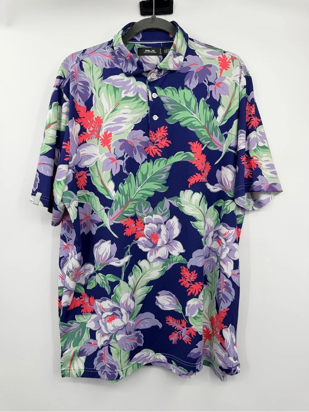 RLX Ralph Lauren Golf Polo Men’s L Navy Tropical Floral Performance Shirt